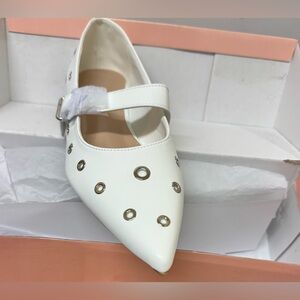 Chic White Flats with Silver Details